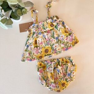 Angel Dear Ruffle Top and Bloomer Sunflower Dream Floral
